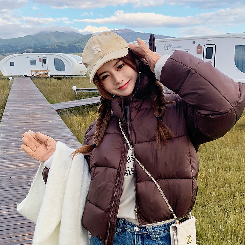 Kendou new short style three-proof down cotton jacket for women loose thickened stand collar small person bread jacket ins cotton jacket trend