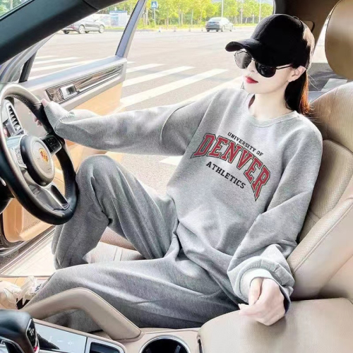Suit women's spring and autumn new style small pure lust style high-end letter printed sweatshirt leggings and pants two-piece set