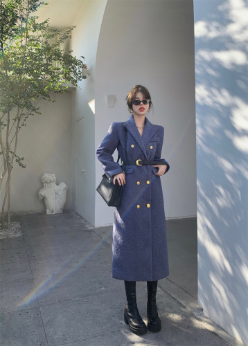 Actual shot of high-end and temperamental woolen coat for women in autumn and winter new style Korean style mid-length woolen coat trendy