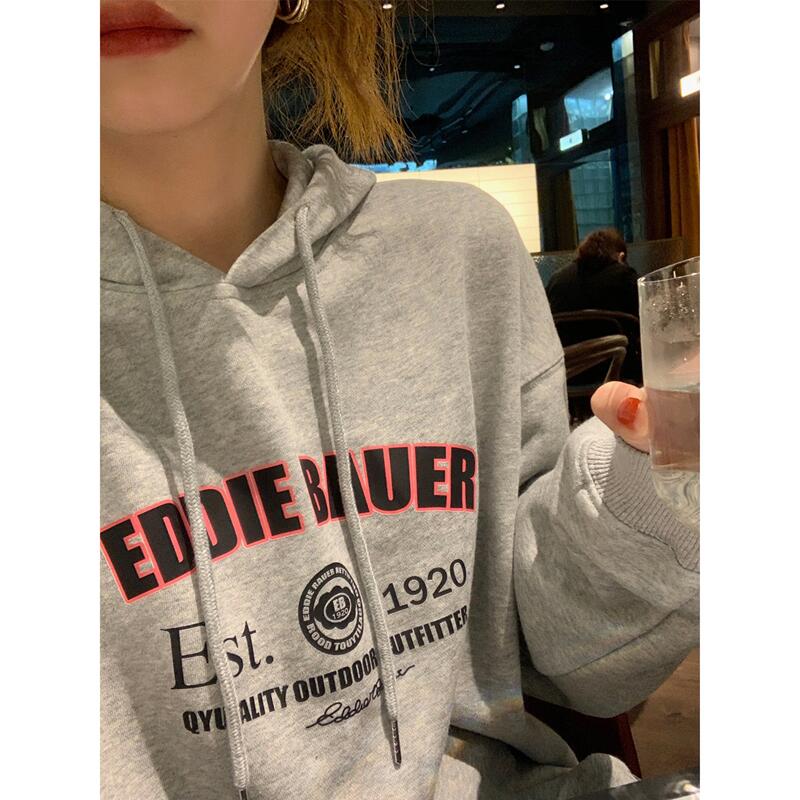 韓版新款時尚休閒 華棉複合薄款310克/加絨410克秋冬裝衛衣女印花