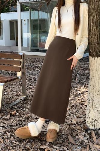 Actual shot of 2023 new winter clothing, small A woolen skirt, pear-shaped figure, high waist, slim woolen mid-length skirt