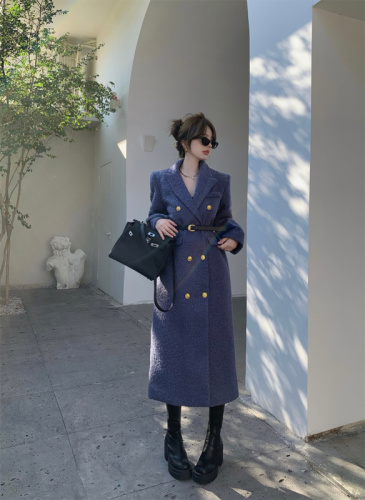 Actual shot of high-end and temperamental woolen coat for women in autumn and winter new style Korean style mid-length woolen coat trendy