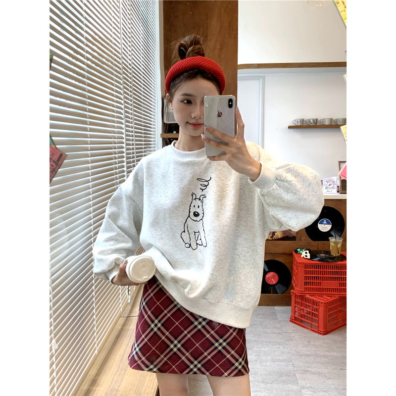 韓國新款華棉複合薄款310克/加絨410克 秋冬裝衛衣女印花寬鬆大碼