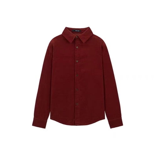 Retro Hong Kong style casual long-sleeved shirt women's design niche loose layered top red brushed shirt jacket