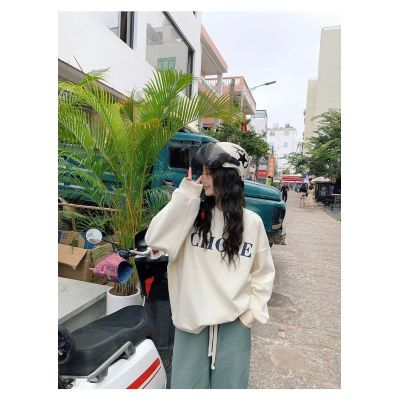 Harajuku BF thickened velvet pullover round neck sweatshirt for female students salt loose top autumn and winter coat lazy style