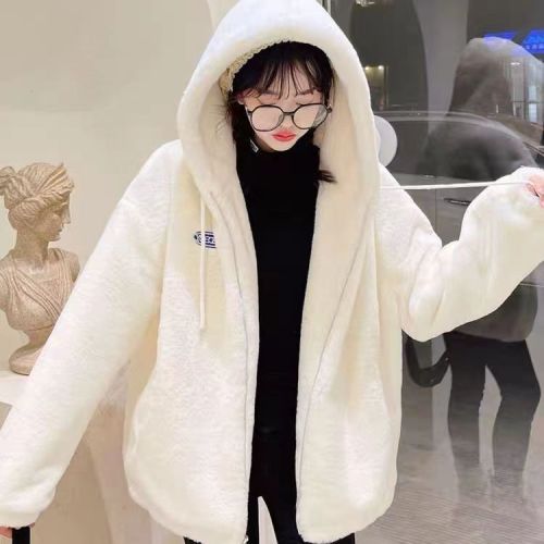 Korean style imitation mink velvet jacket for women winter 2023 new ins stand collar loose rabbit fur imitation fur jacket