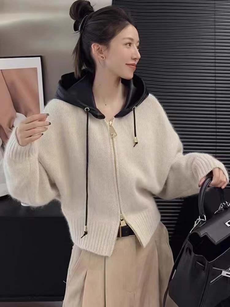 Korean style fashionable design hooded sweater autumn and winter new long-sleeved zipper cardigan jacket