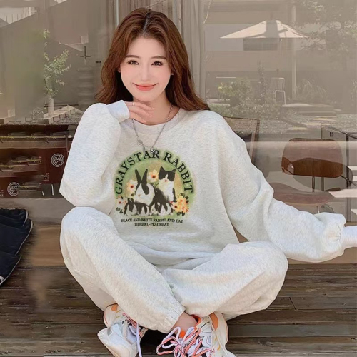 Velvet and thickened winter high street ins lazy style design niche casual fashion sportswear trend two-piece set