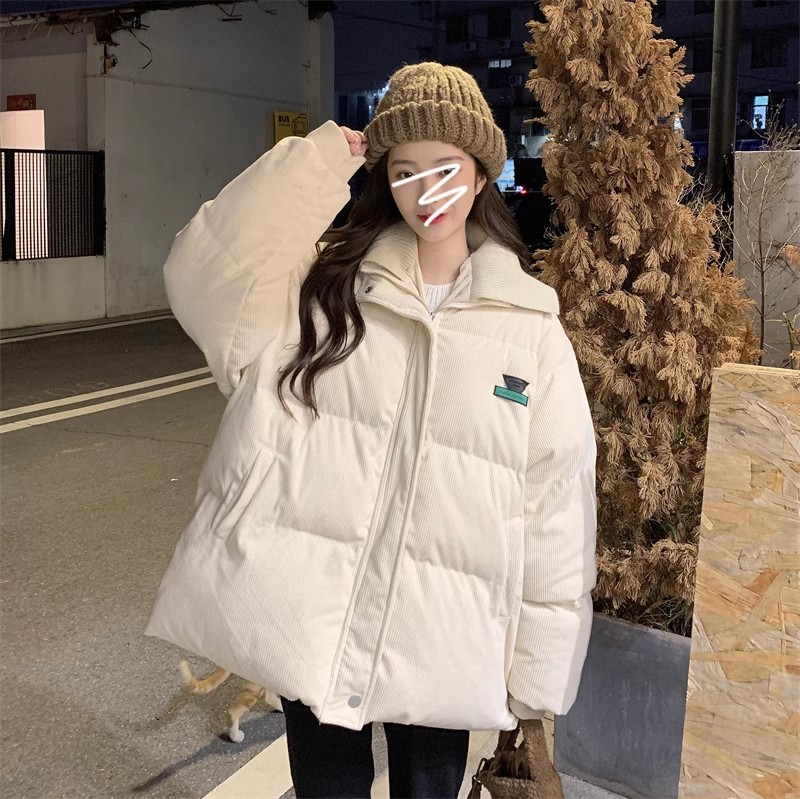 實拍   POLO領燈芯絨棉服外套