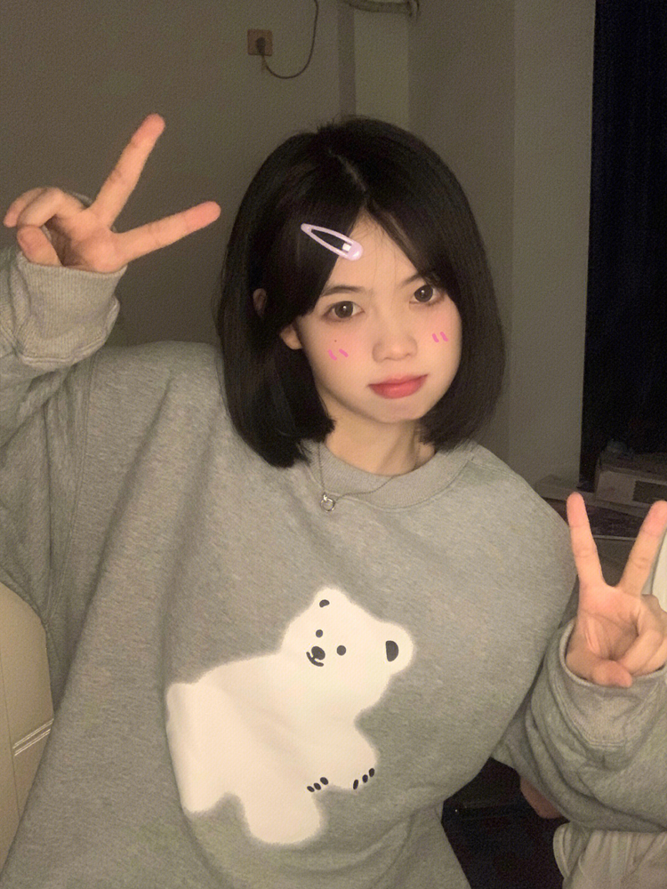 薄款華棉牛奶絲 加絨華棉銀狐絨 圓領印花衛衣女情侶質量