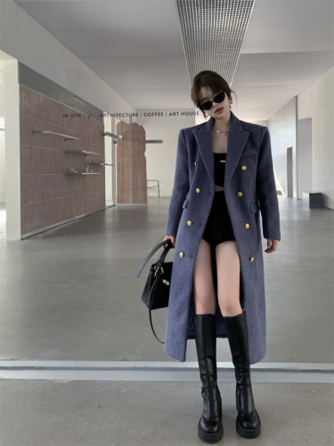 Actual shot of high-end and temperamental woolen coat for women in autumn and winter new style Korean style mid-length woolen coat trendy