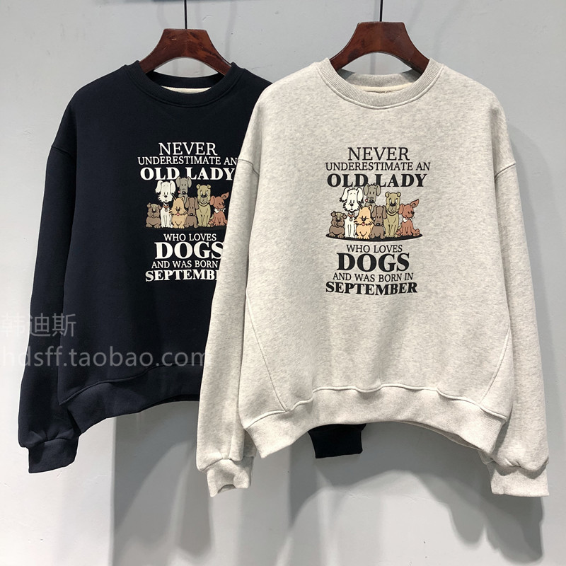 韓版新款 華棉複合薄款310克/加絨410克秋冬裝衛衣女印花寬鬆大碼