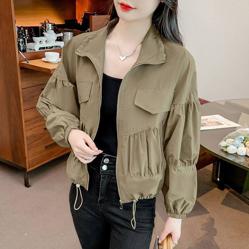 洋氣polo領春秋款外套女2023年新款韓版寬鬆顯瘦復古夾克百搭外套