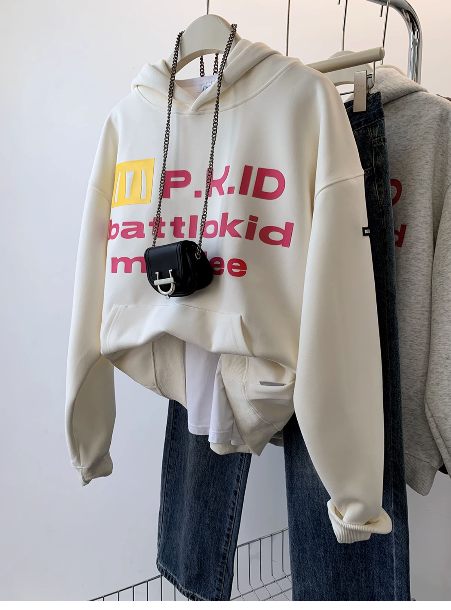 韓國新款時尚休閒 華棉複合薄款310克/加絨410克秋冬裝衛衣女印花