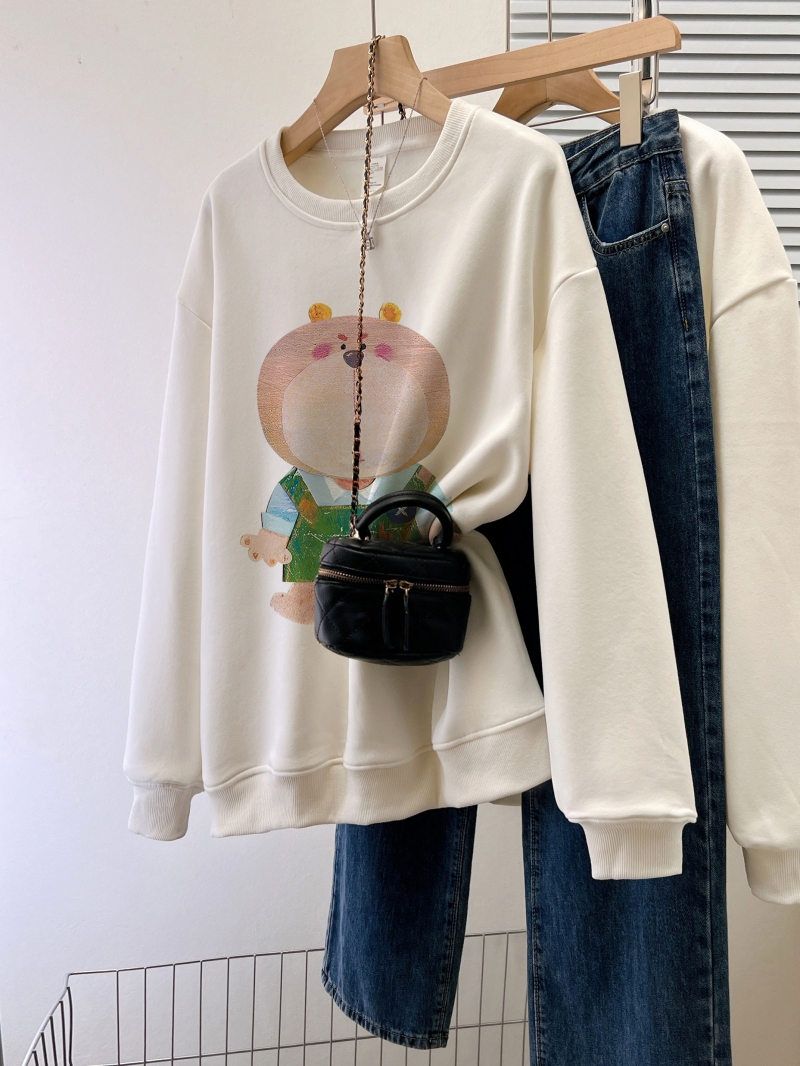 Actual shot of Chinese cotton/thin 310g/plus velvet 410g autumn and winter sweatshirt for women