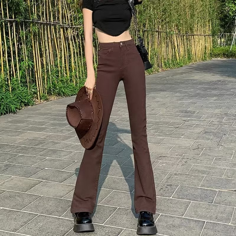 牛仔褲女2023年新款拖地褲闊腿高腰褲子高街潮喇叭褲辣妹