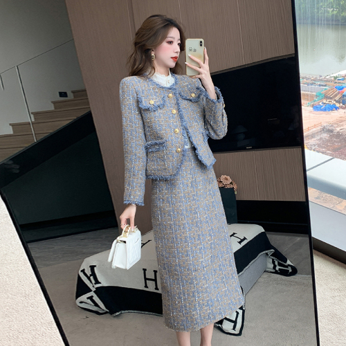 Real shot of cotton-added high-end ladylike temperament, retro heavy industry, bright silk tassels, small fragrant style jacket, half-length two-piece set