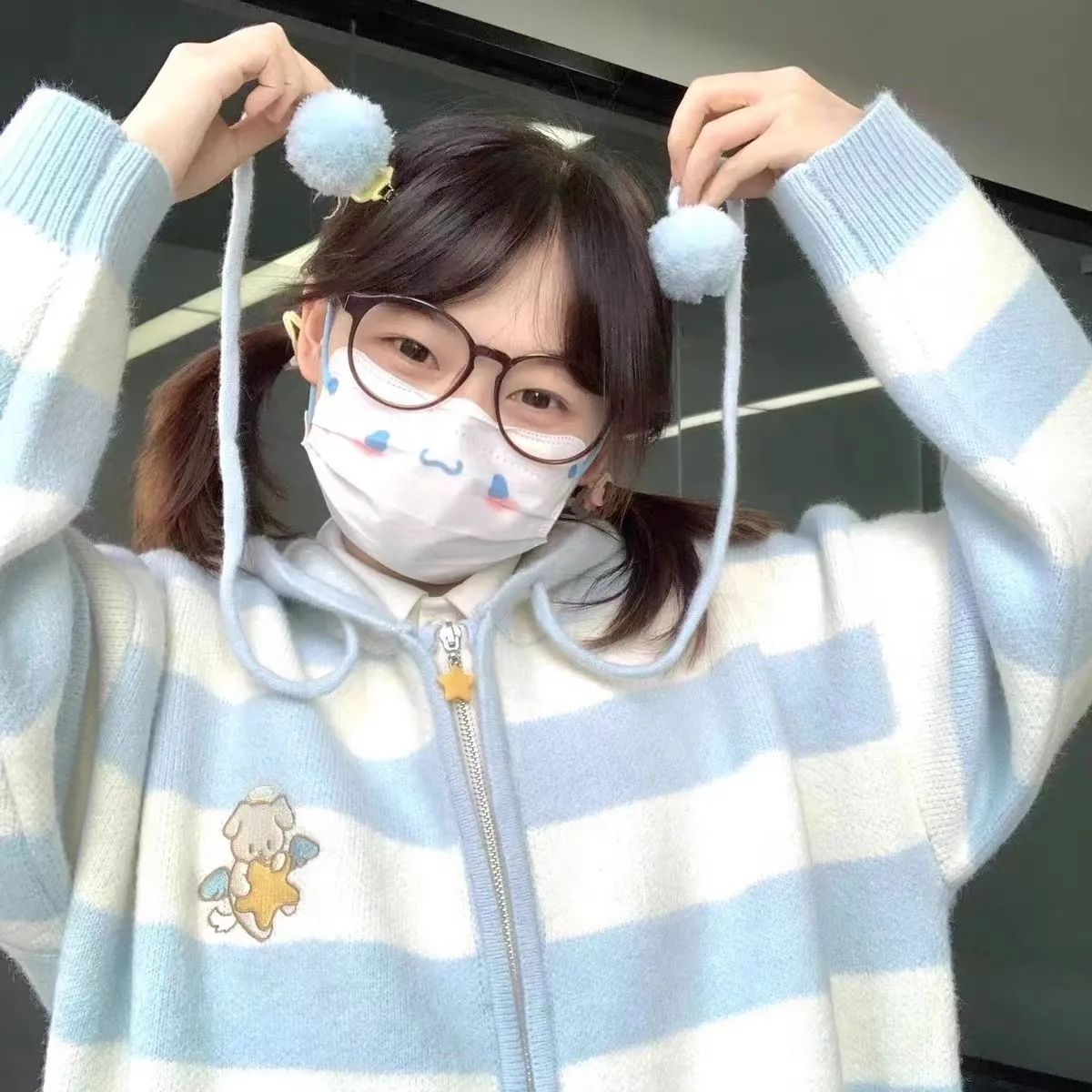 Sweet and cute embroidered striped sweater sweater for women 2023 new coat for women with versatile design slimming cardigan