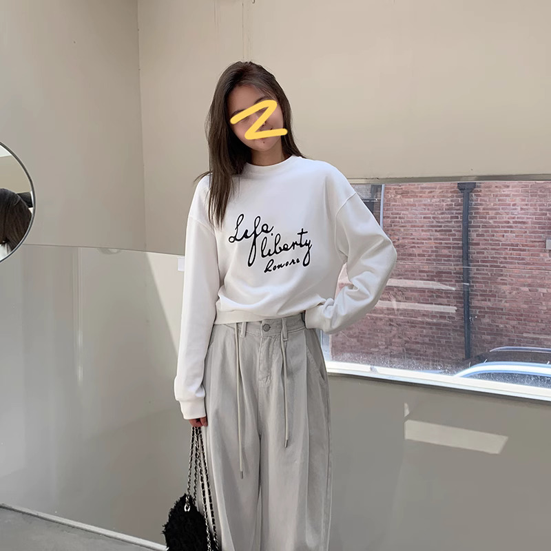 韓國新款華棉複合薄款310克/加絨410克 秋冬裝衛衣女印花寬鬆大碼