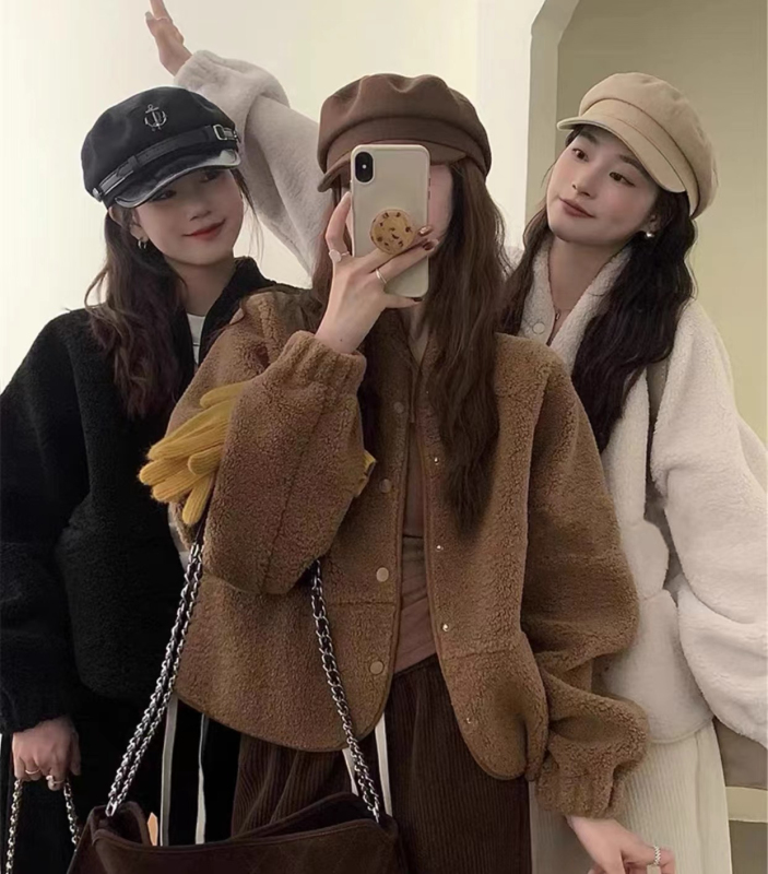 羊羔絨百搭外套女秋冬2023新款高級感短款上衣