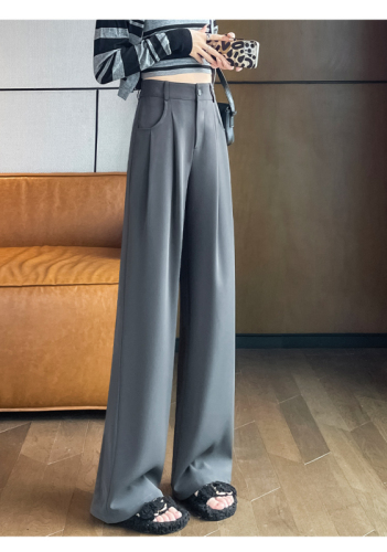 黑色西装裤女春秋季高腰垂感新款显瘦高级感直筒休闲阔腿长裤