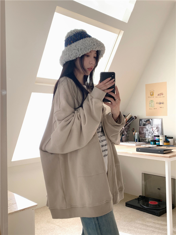 實拍~百搭慵懶風小個子休閒設計感衛衣女