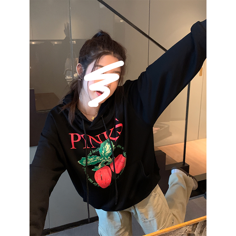 Real shot Korean simple and comfortable hooded sweatshirt for women 2023 college girls age-reducing loose hoodie top jacket