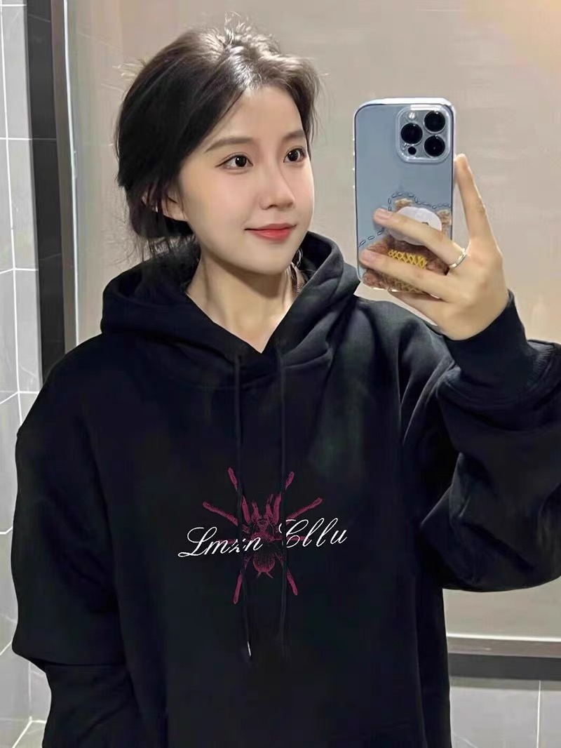 美式復古連帽衛衣女春秋冬設計感小眾寬鬆韓系慵懶風加絨加厚外套