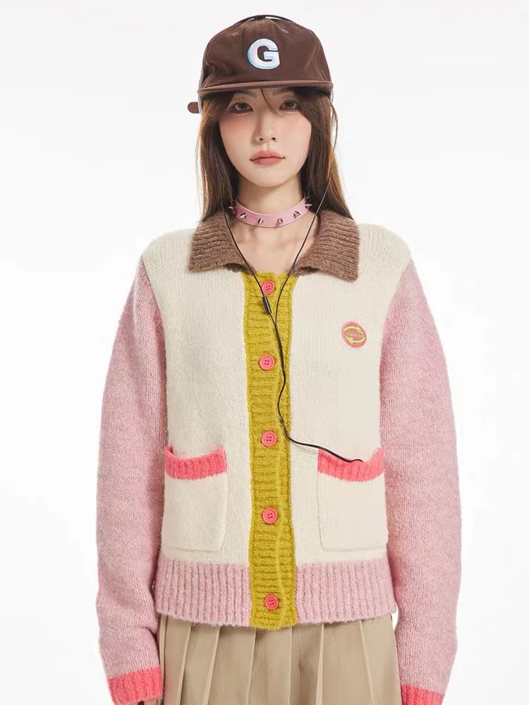 Lazy style cardigan sweater jacket for women autumn and winter 2023 new knitted top for outer wear