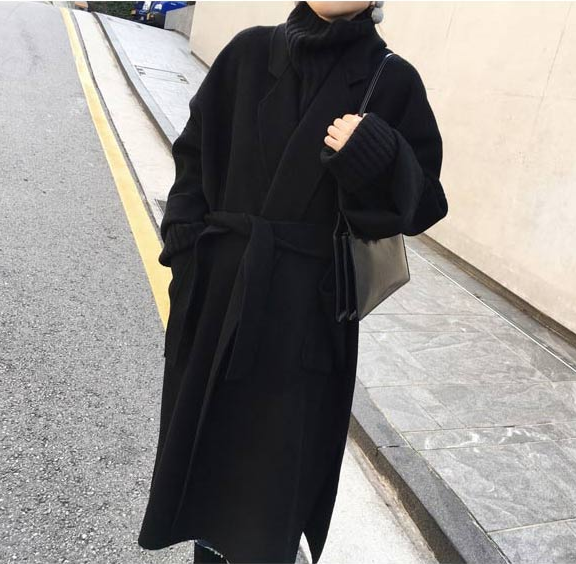 秋冬季新款韓版赫本風呢子大衣女中長款流行雙面加厚毛呢外套