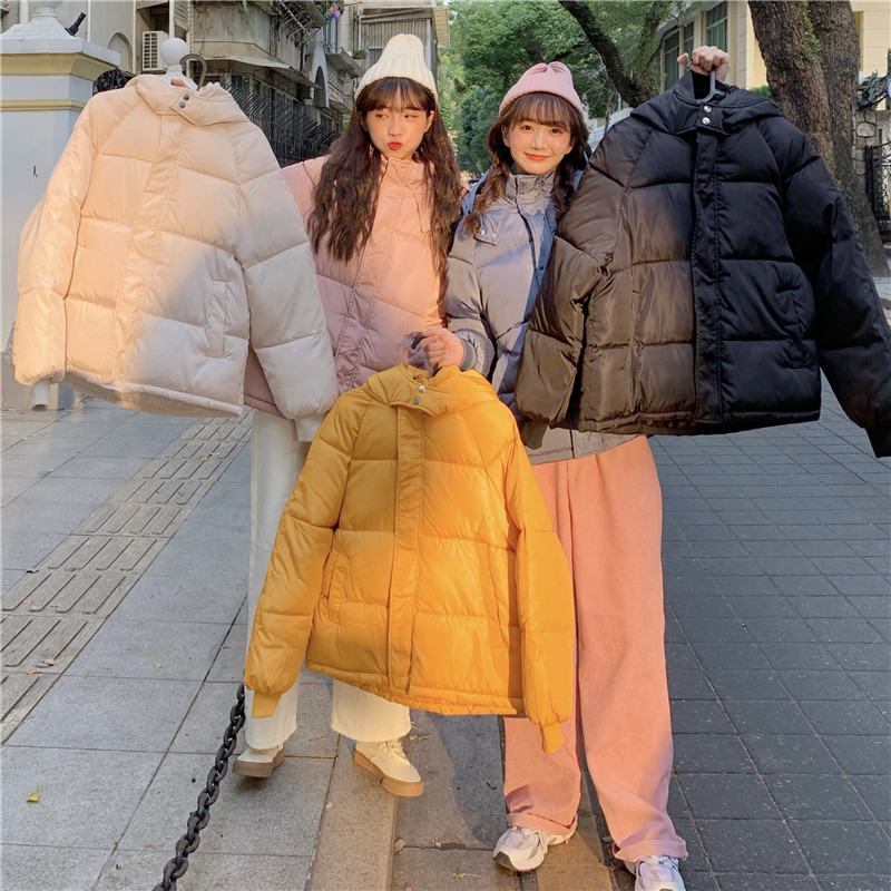 實拍2023秋冬新款閨蜜夾棉加厚棉服麵包服韓版棉衣復古學生潮