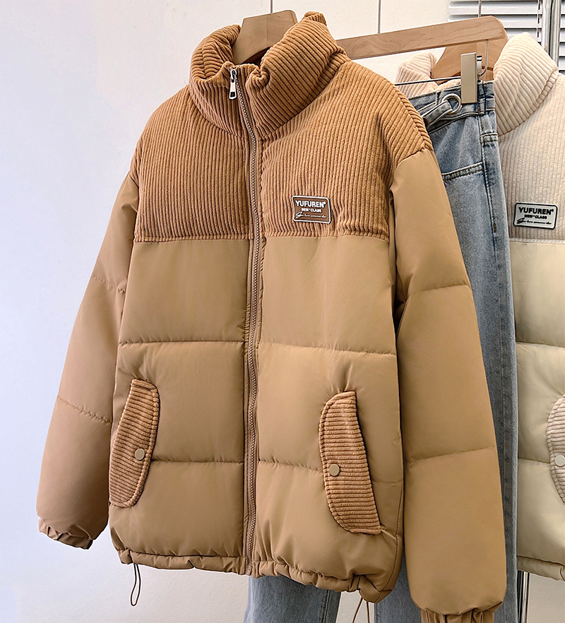 Real shot of plus size women's clothing 2023 new winter style loose splicing casual versatile cotton clothing casual cotton jacket