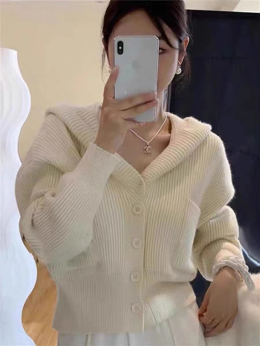 加厚保暖針織毛衣女秋冬小個子短款連帽開衫上衣慵懶風羊絨衫外套