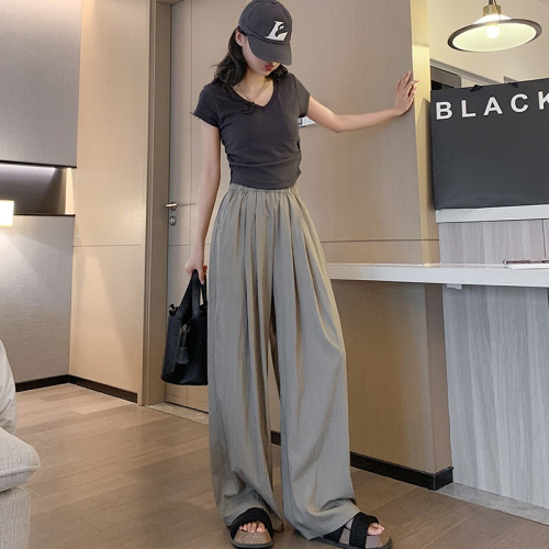 Live Broadcast Quality Cotton Linen Wide Leg Pants Women's High Waist Drape Sun Protection Casual Yamamoto Pants Pleated Pants