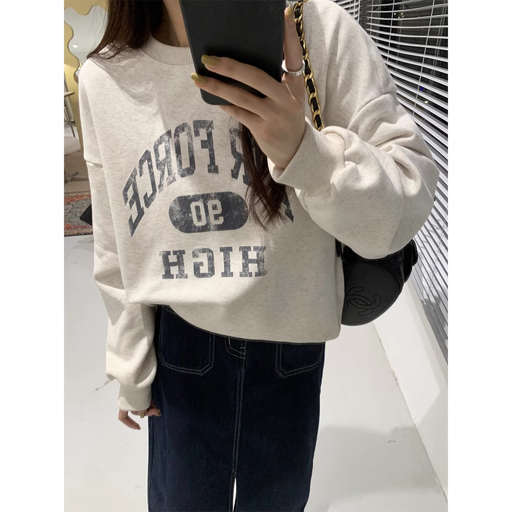 韓版新款華棉複合薄款310克/加絨410克 秋冬裝衛衣女印花寬鬆大碼