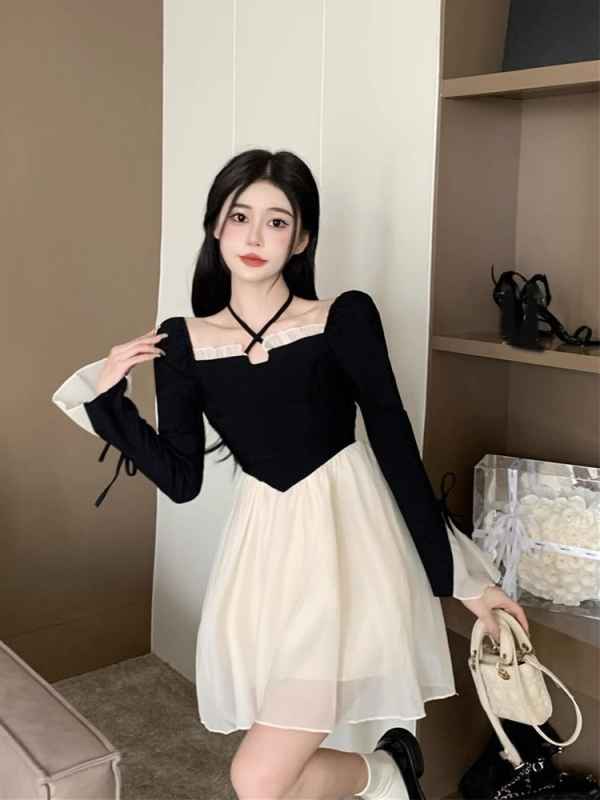 純欲風網紗氣質生日小禮服連衣裙秋裝高級感高腰顯瘦A字公主裙子