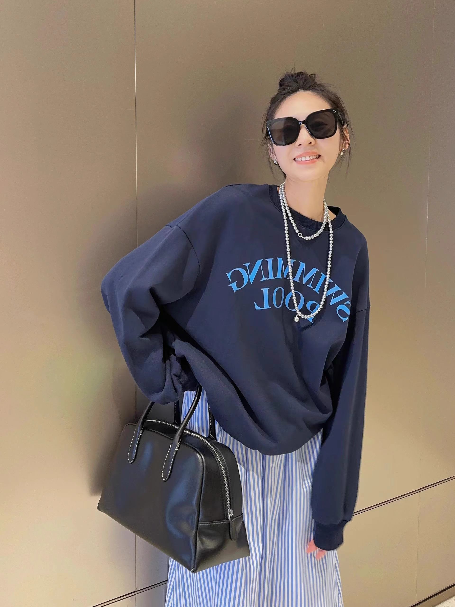 韓國新款華棉複合薄款310克/加絨410克 秋冬裝衛衣女印花寬鬆大碼