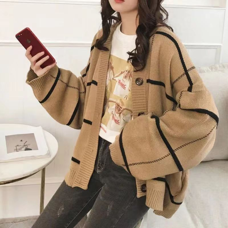 Korean version 2023 new early spring clothing Internet celebrity very fairy sweater tops fashionable and versatile knitted cardigan loose coat for women