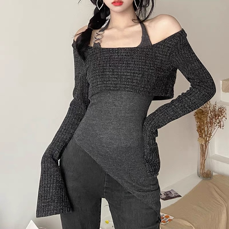 法式炸街奶乖韓劇2023秋季女裝茶系穿搭一整套高級感桔梗兩件套裝
