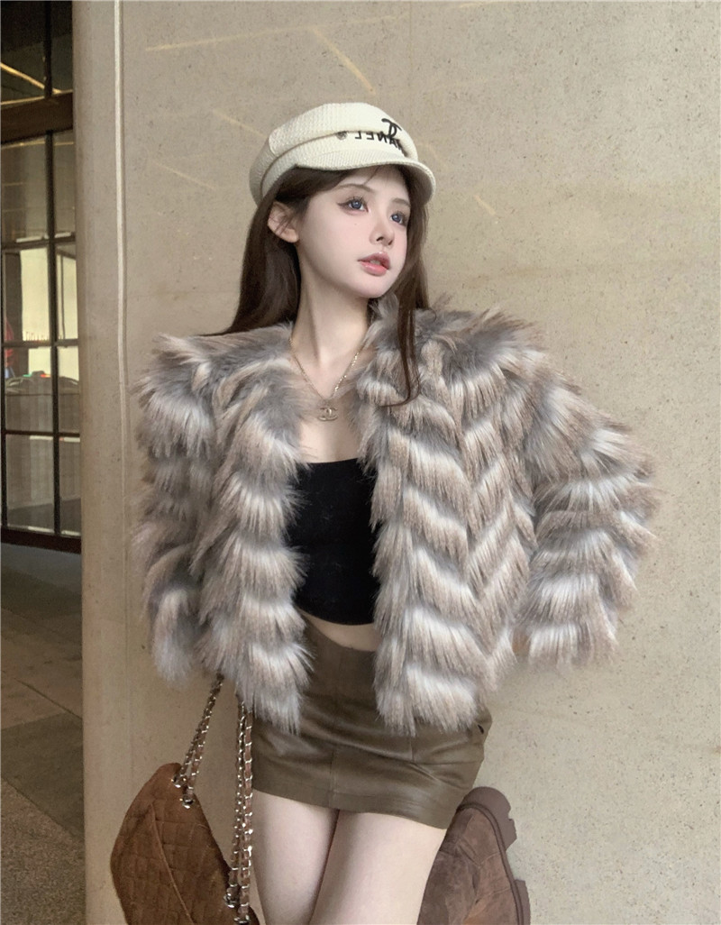 Real shot~Exclusive original hot girl plush eco-friendly fur 2023 new high-end celebrity cardigan jacket