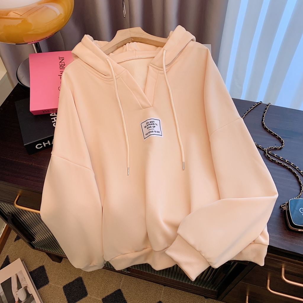 Actual shot of Big Fish Scale Autumn Hooded Sweatshirt Women's Thin Loose Large Version Thin Style Niche