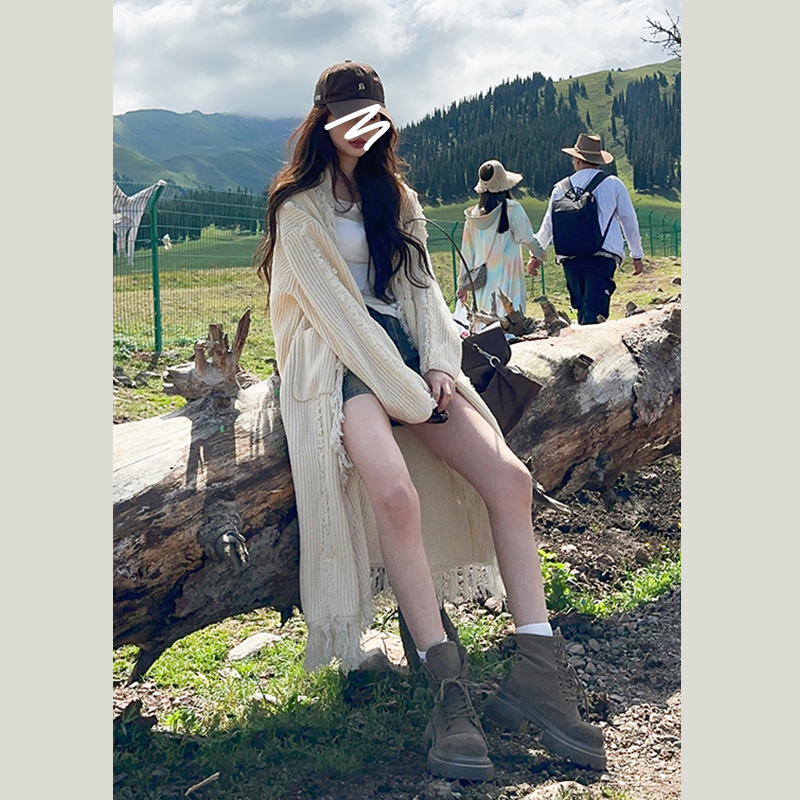 流蘇毛衣外套女秋冬新款時尚軟糯慵懶風寬鬆高級感中長款針織開衫