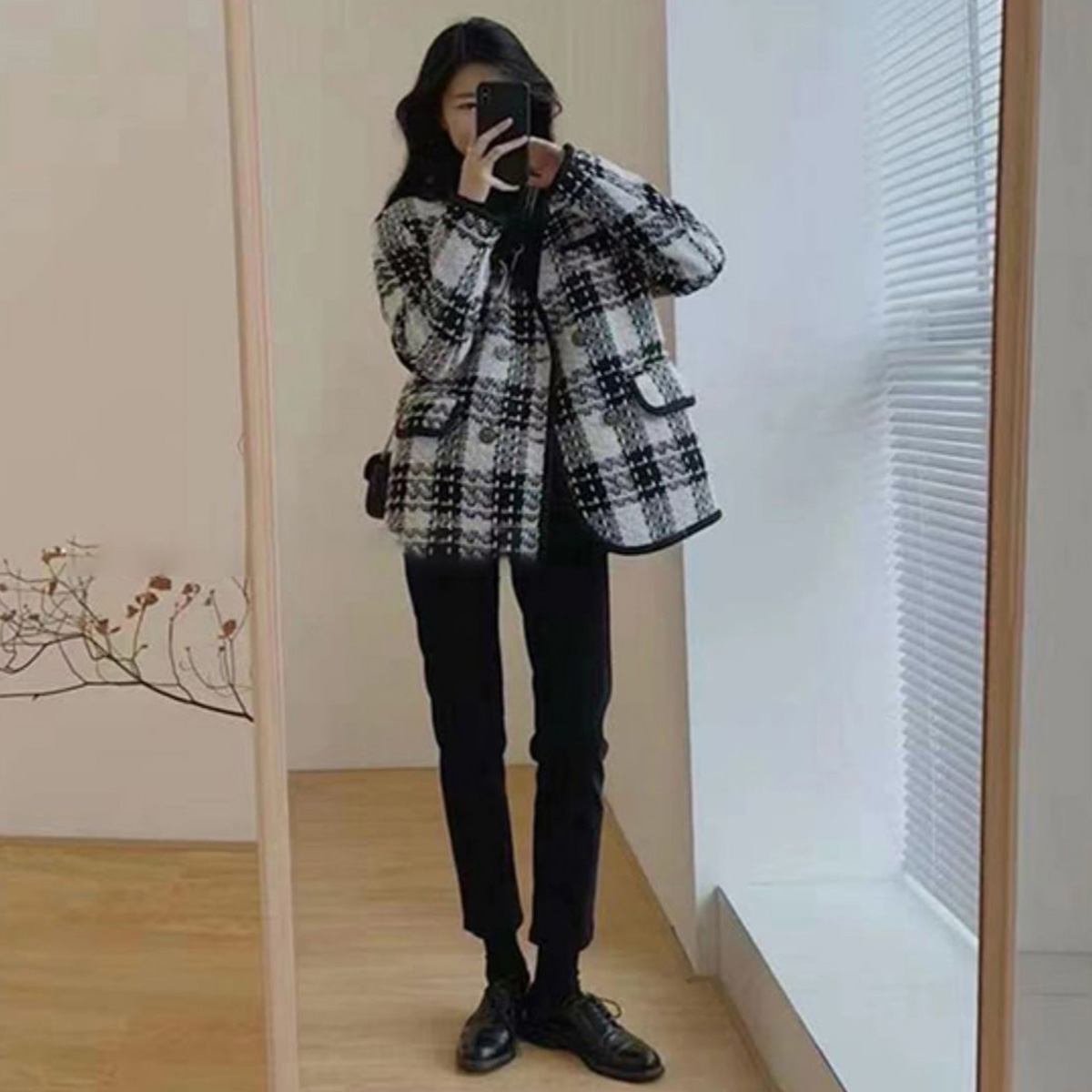 質檢官圖2023新款高級感炸街小香風短款粗花呢外套女秋冬百搭上衣