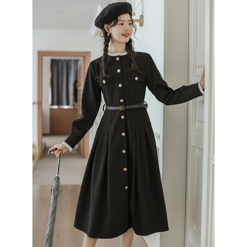 No less than 159 real shot French style slimming niche high-end black dress