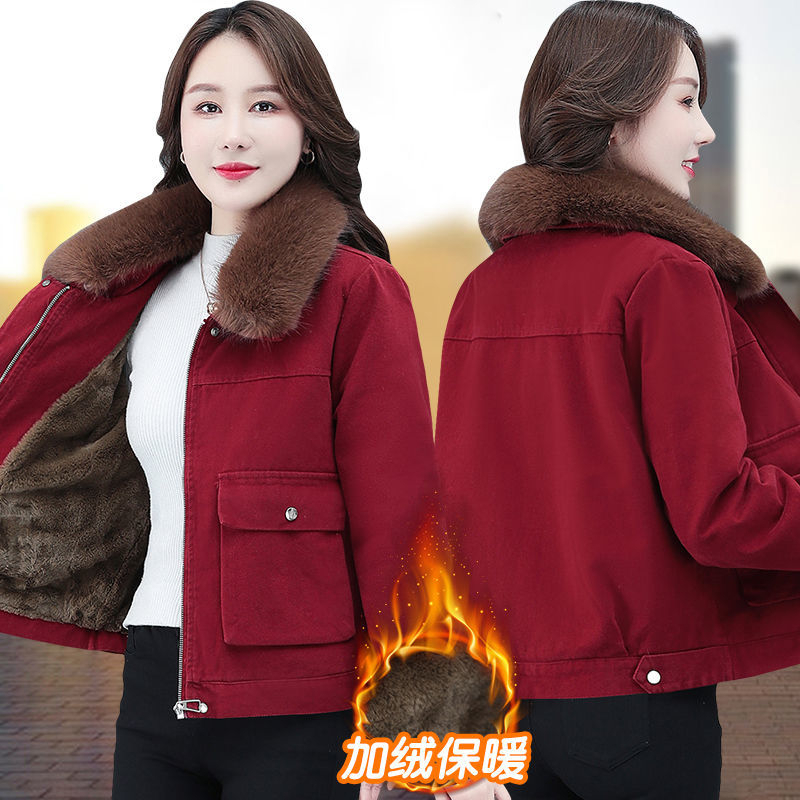 Small age-reducing short pie jacket for women 2023 new cotton-padded coat plus velvet and thickened winter coat