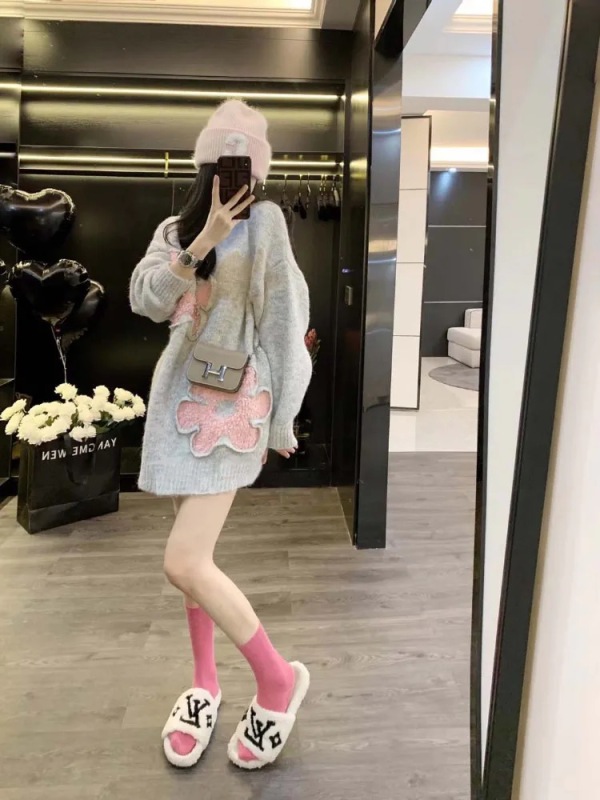 Leathercat毛衣女秋冬新款小眾設計感小個子寬鬆慵懶風針織衫上衣