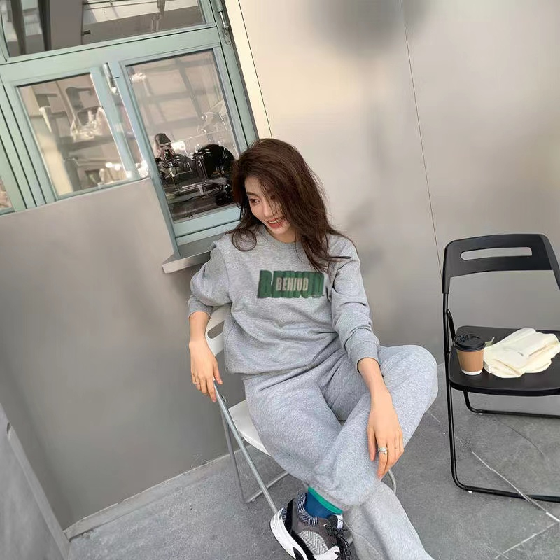 Suit for young women to cover belly, trendy and versatile Korean casual fashion sportswear 2023 spring and autumn two-piece set