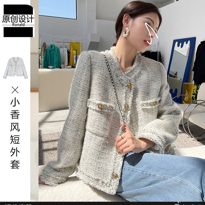 法式名媛小香風外套女春季2023新款高級感時尚氣質金屬扣流蘇上衣