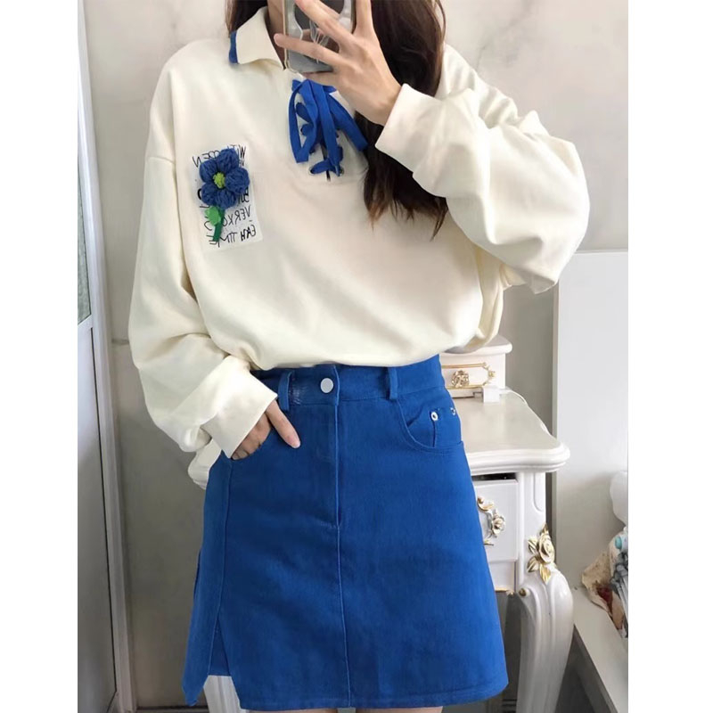 原版做工polo領衛衣女春秋日系甜美學院風系帶套頭長袖情侶上衣