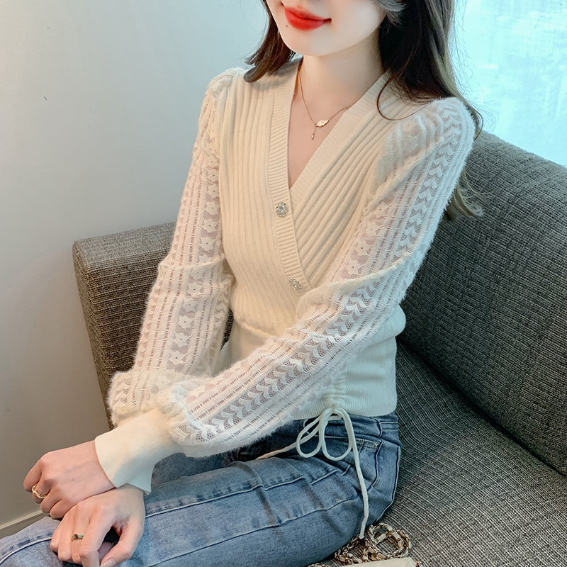 慵懶風毛衣女2023年秋冬季新款收腰顯瘦抽繩設計感小眾針織衫
